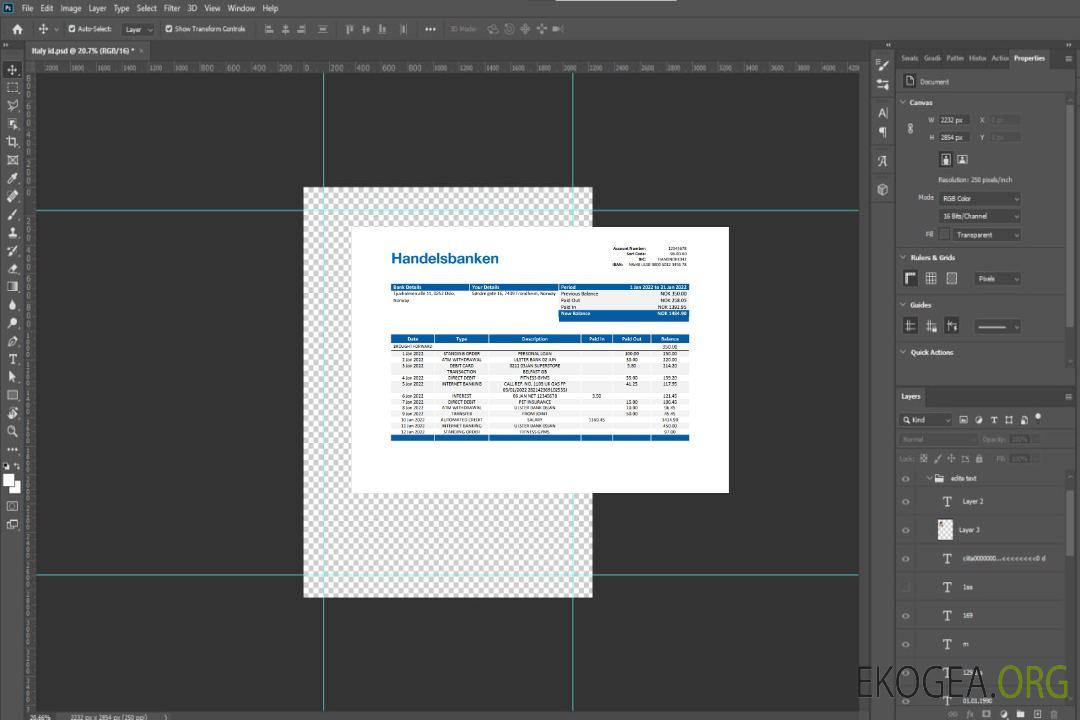 Relevé bancaire norvégien Handelsbanken template Relevé bancaire norvégien Handelsbanken template